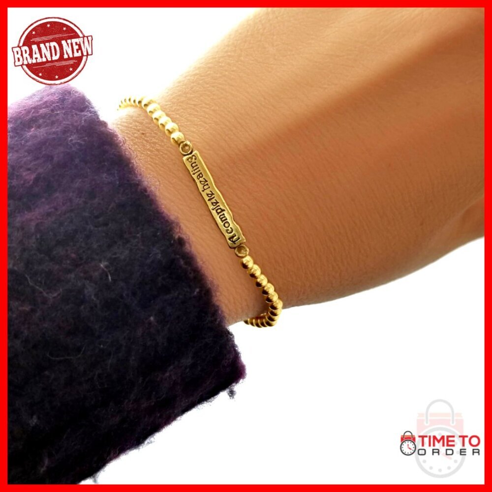 Gold-Filled Healing Prayer Bracelet Stretch Fit Women's Jewelry Elegant
